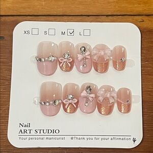 Pink and Gold Press-On Nails Size M